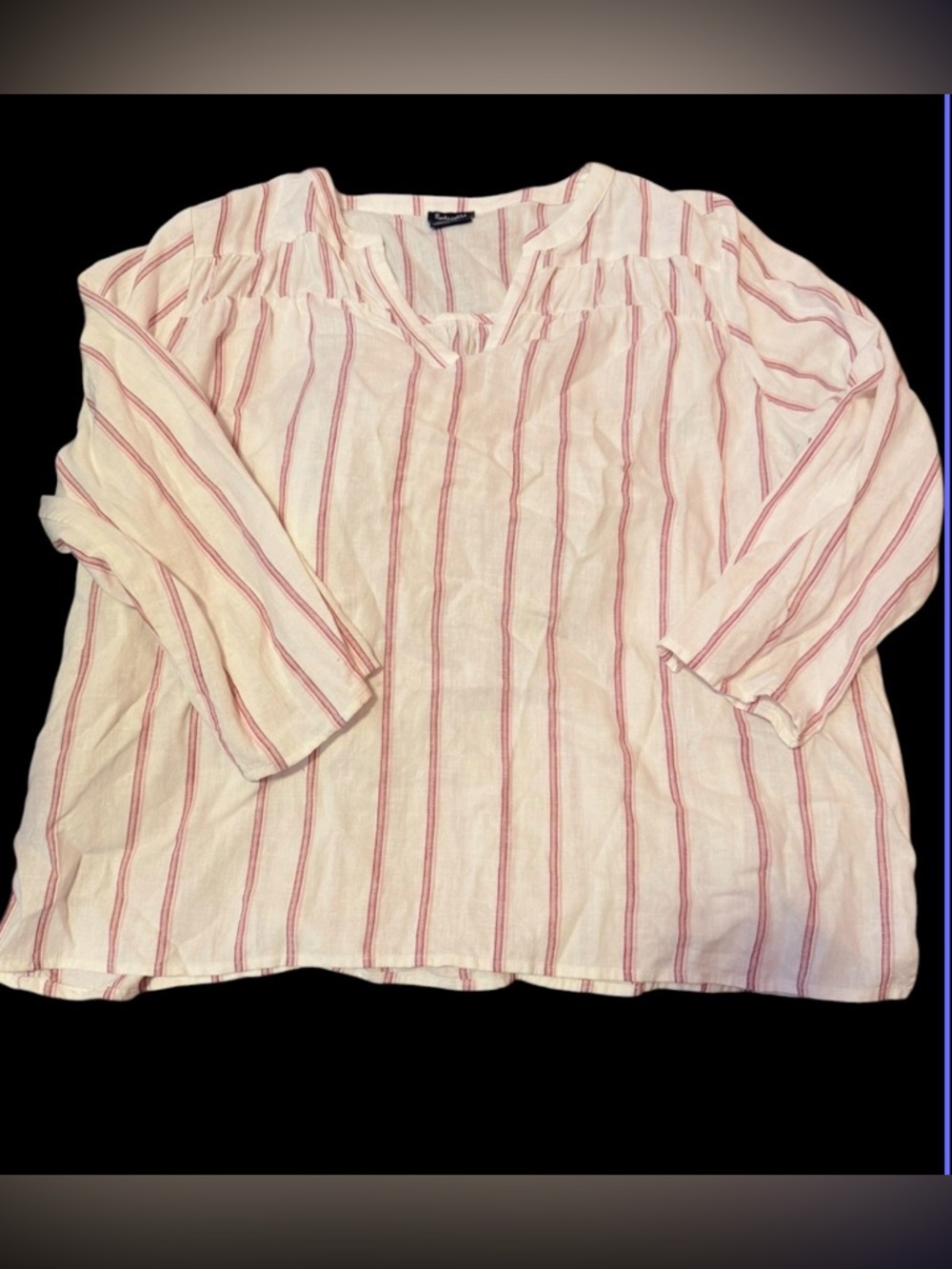 Splendid linen blend striped popover blouse XL